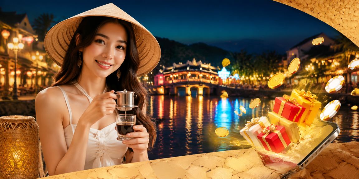 Người dùng đăng ký tài khoản và nhận thưởng tại Huế với nón lá truyền thống