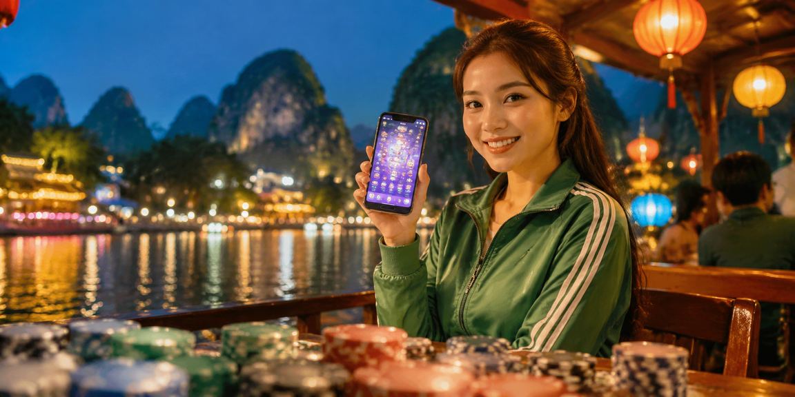 Người dùng chơi casino trên điện thoại tại chợ đêm Ninh Bình